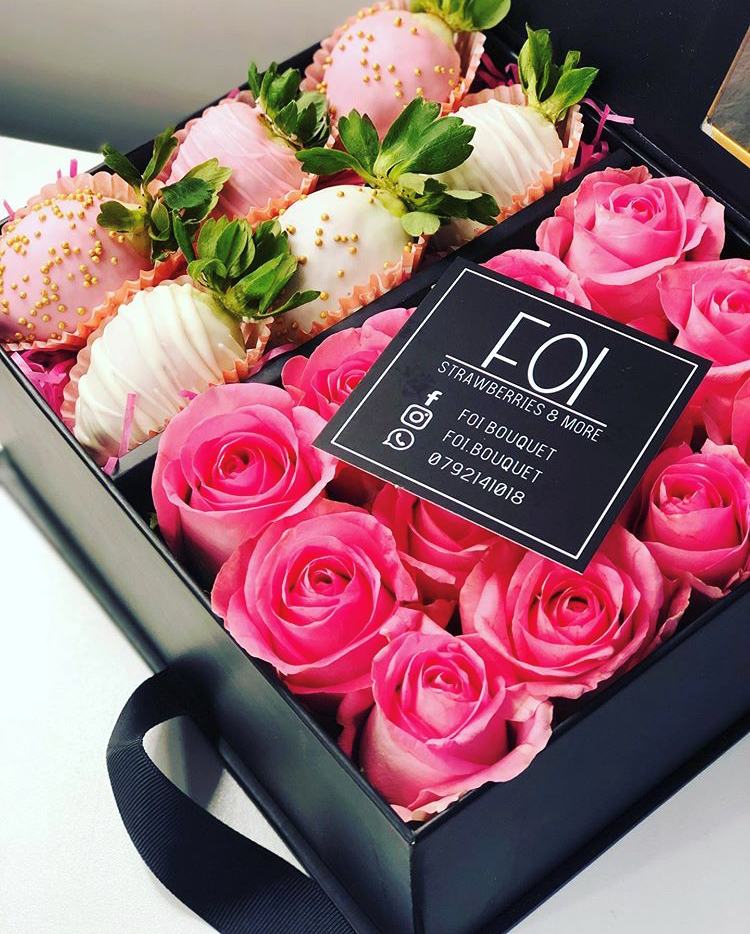  Pink Strawberries and flowers 